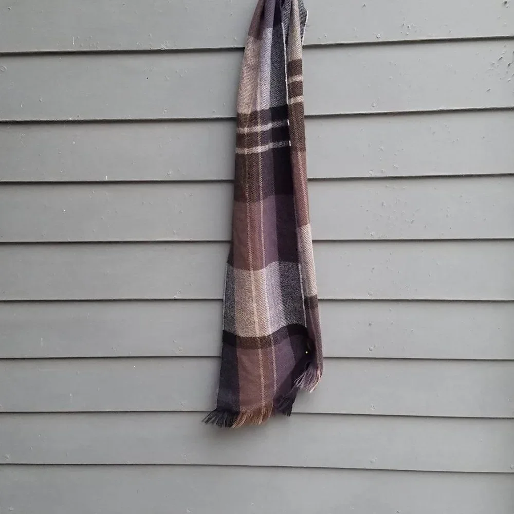 Brown Plaid Acrylic Scarf  9